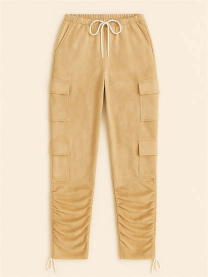 Women's Vintage Outdoor Printed Fitted Cargo Pants with Pockets