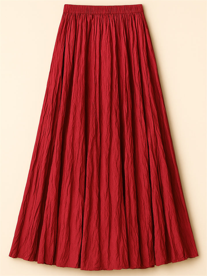 Women's Vintage Solid Color Oversized A-line Wrinkled Skirts