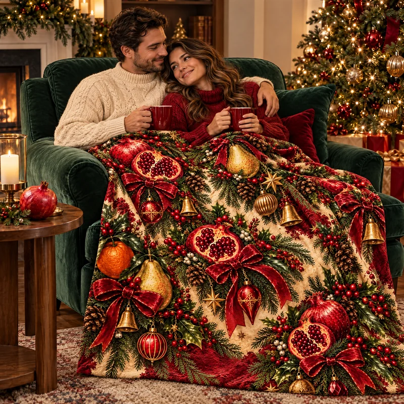 Blanket styled in a festive living room