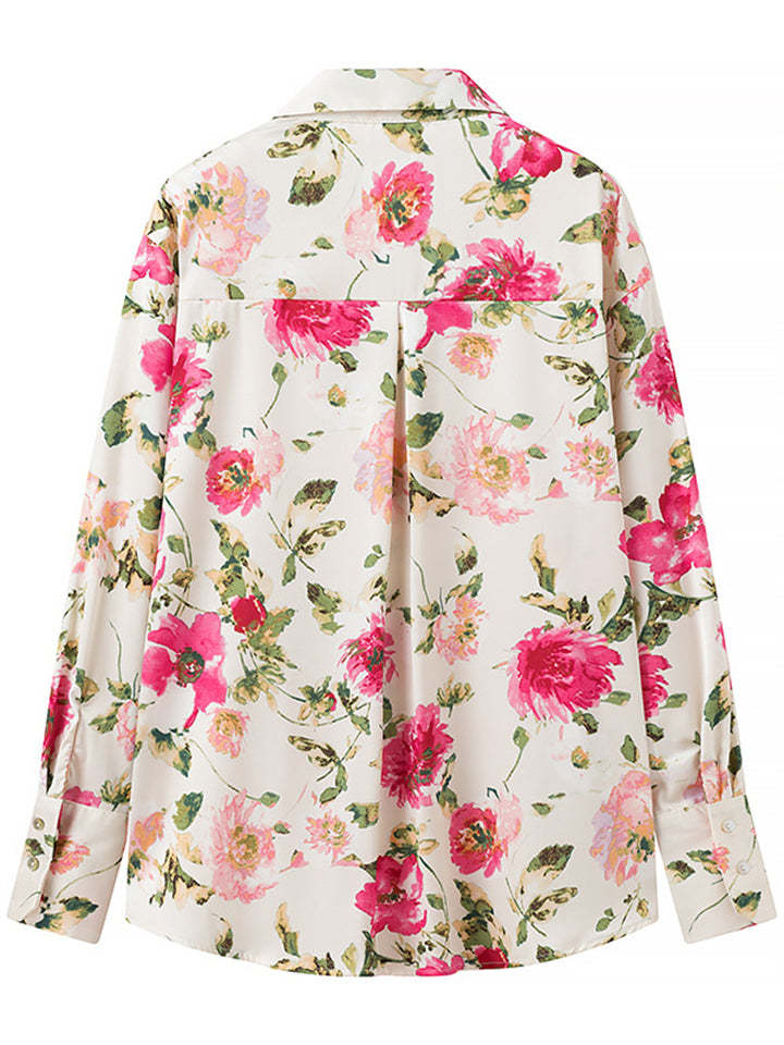 Women's Long Sleeved Floral Print Holiday Blouses  