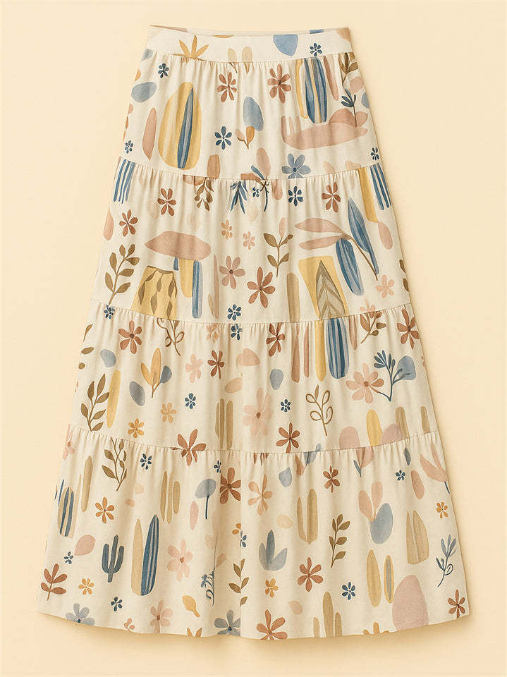 Simple Holiday Style Print Pockets A-Line Beach Skirts for Women
