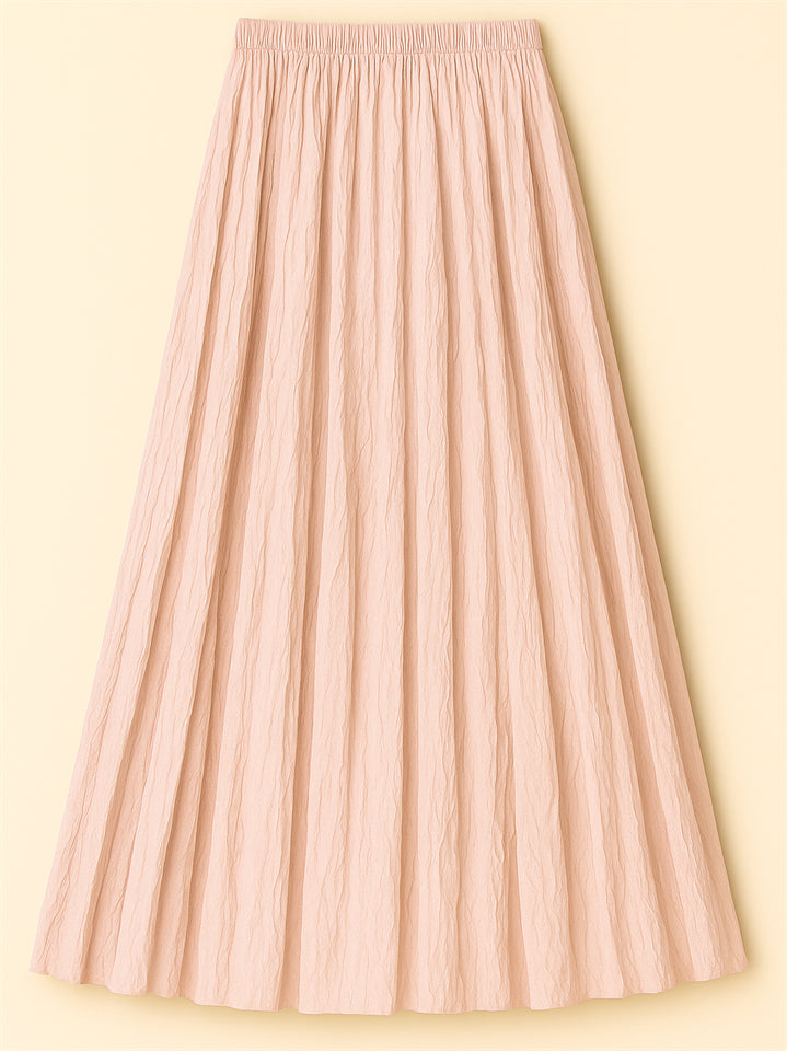Women's Vintage Solid Color Oversized A-line Wrinkled Skirts