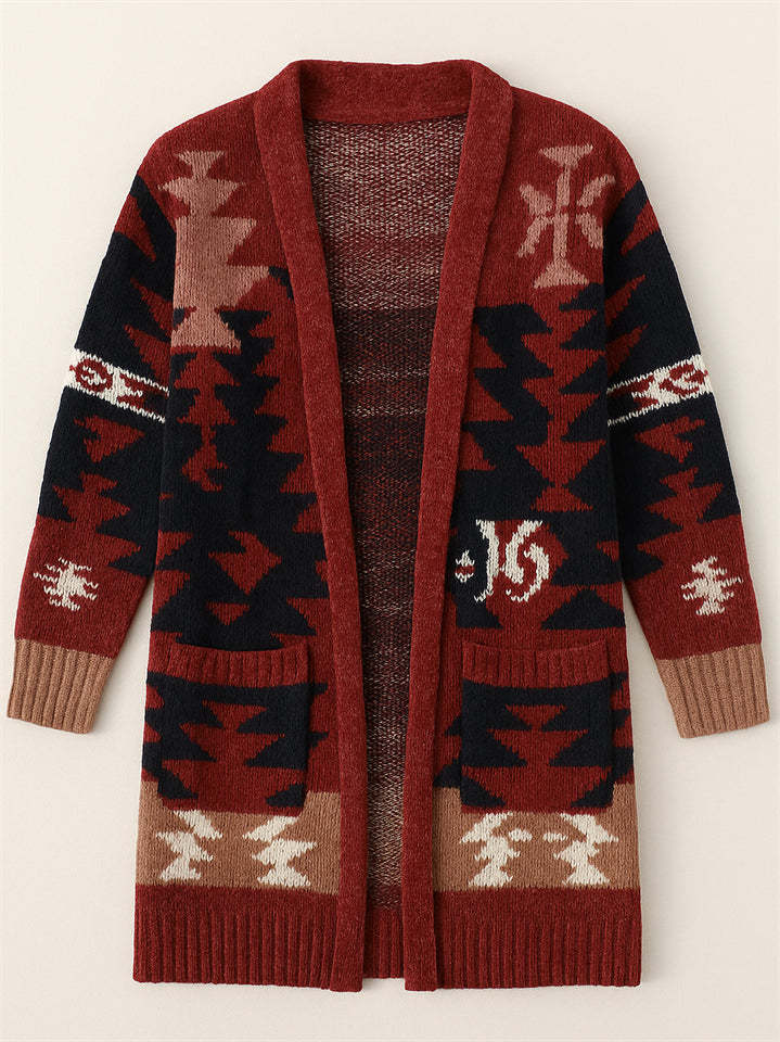 Women's Holiday Style Printed Long Sleeve Cardigan Sweaters