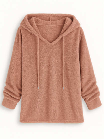 Women's Autumn Solid Color Fleece Pullover Long Sleeve Hoodie