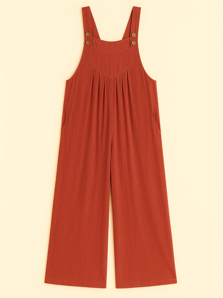 Women's Summer Casual Solid Color Strappy Wide Leg Jumpsuits