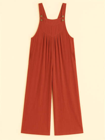 Women's Summer Casual Solid Color Strappy Wide Leg Jumpsuits