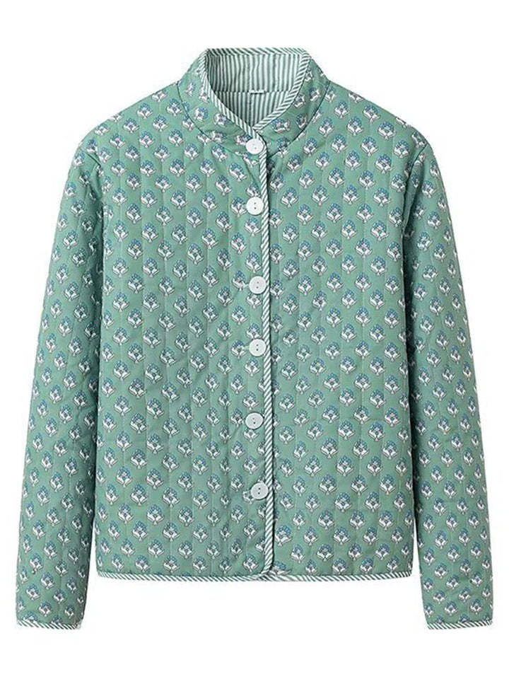 Vintage Printed Stand Collar Button Up Reversible Garment Coat