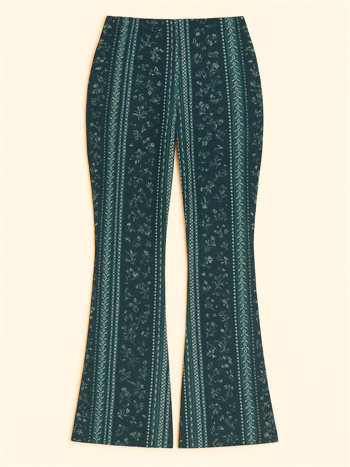 Sexy Women's Elastic Skinny Fitted Printed Flare Pants
