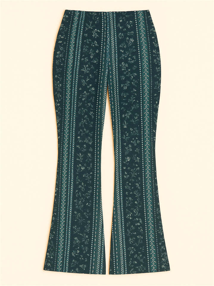 Sexy Women's Elastic Skinny Fitted Printed Flare Pants