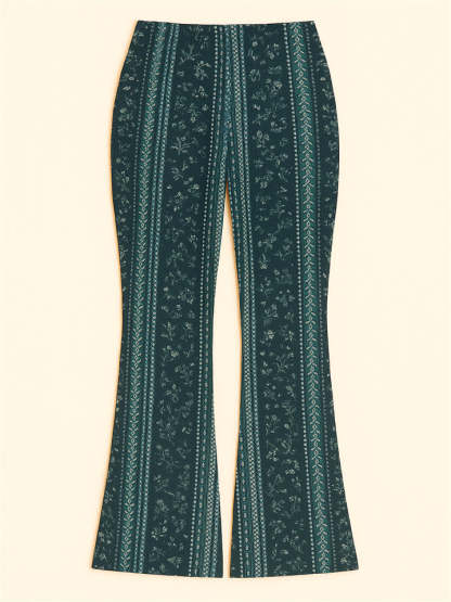 Sexy Women's Elastic Skinny Fitted Printed Flare Pants