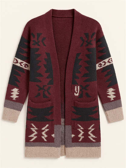 Women's Holiday Style Printed Long Sleeve Cardigan Sweaters