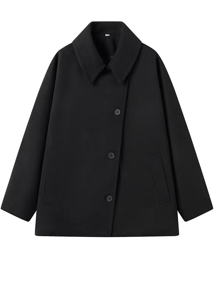 Winter Solid Color Single Breasted Raglan Sleeve Coat for Women