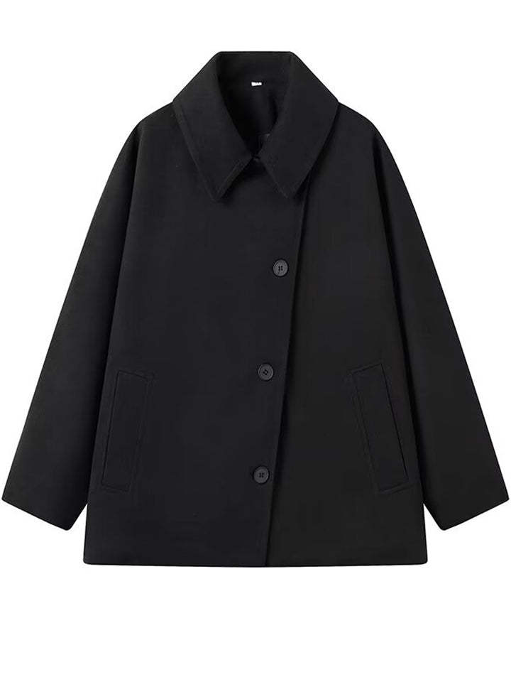 Winter Solid Color Single Breasted Raglan Sleeve Coat for Women