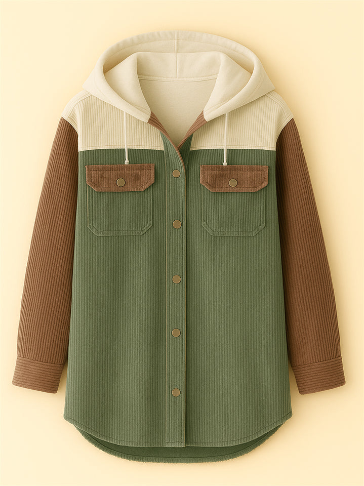 Women's Vintage High Street Boyfriend Hooded Corduroy Jackets