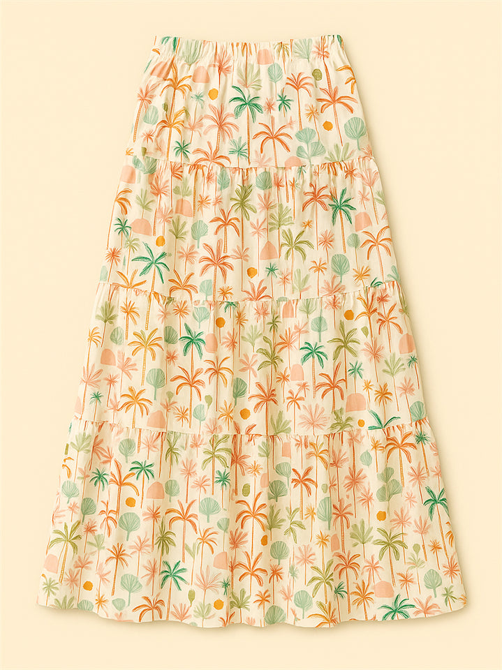 Simple Holiday Style Print Pockets A-Line Beach Skirts for Women