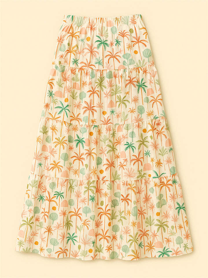 Simple Holiday Style Print Pockets A-Line Beach Skirts for Women