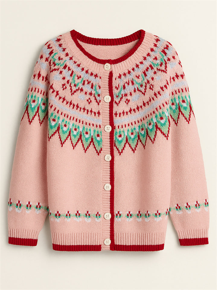 Contrast Color Ethnic Style Crochet Cardigan Sweaters for Women