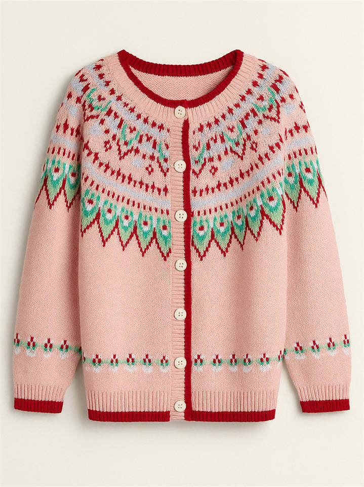 Contrast Color Ethnic Style Crochet Cardigan Sweaters for Women