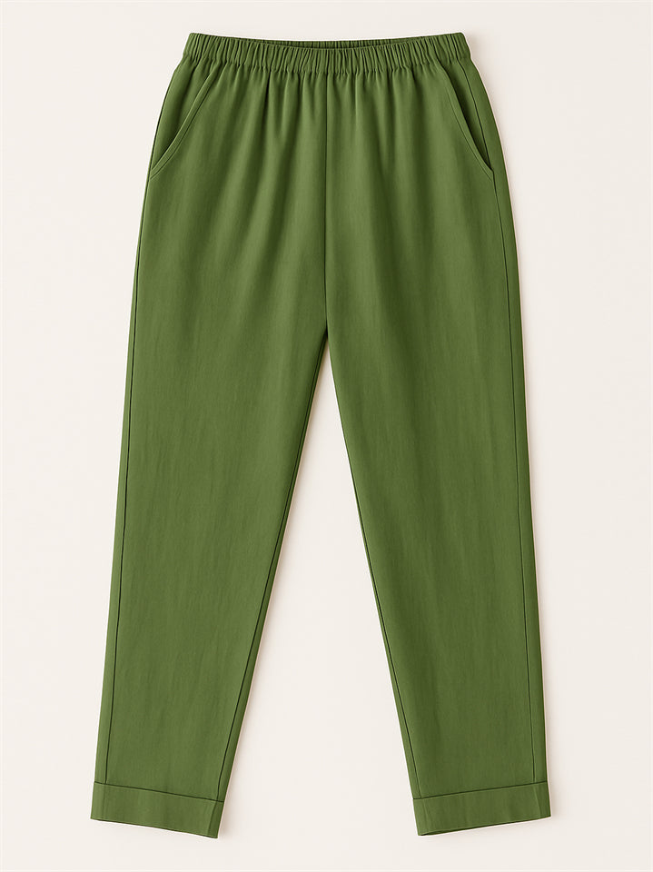 Summer Causal Solid Color Comfy Staight Leg Pants for Women