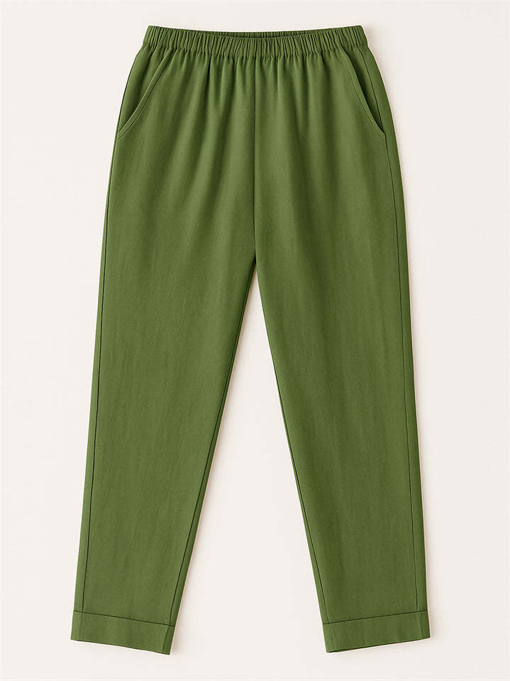 Summer Causal Solid Color Comfy Staight Leg Pants for Women
