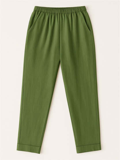 Summer Causal Solid Color Comfy Staight Leg Pants for Women