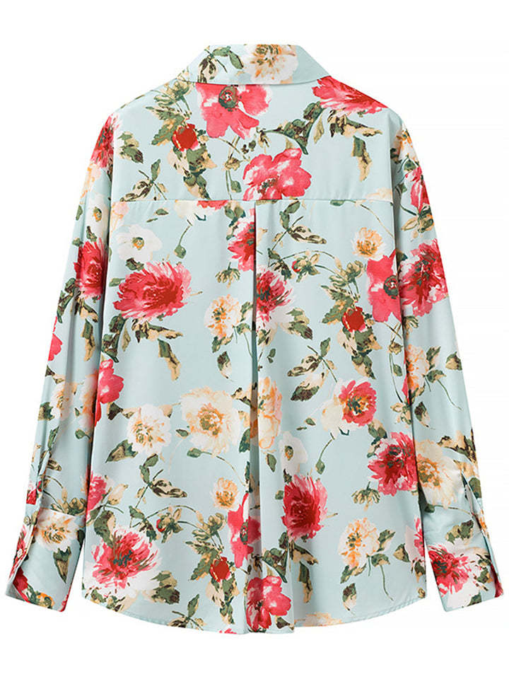 Women's Long Sleeved Floral Print Holiday Blouses  