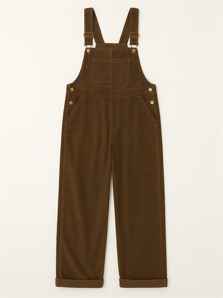 Women’s Casual Pockets Sleeveless Corduroy Overall Jumpsuit
