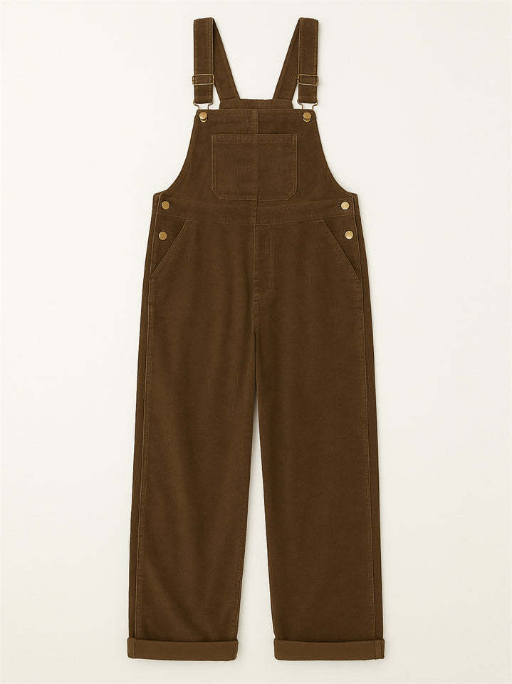 Women’s Casual Pockets Sleeveless Corduroy Overall Jumpsuit