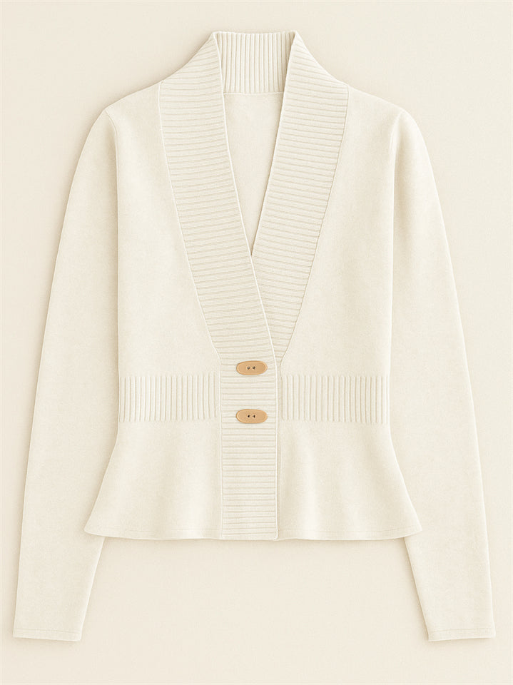 Ladies' French Style Elegant Ruffled Hem Cardigan Sweaters