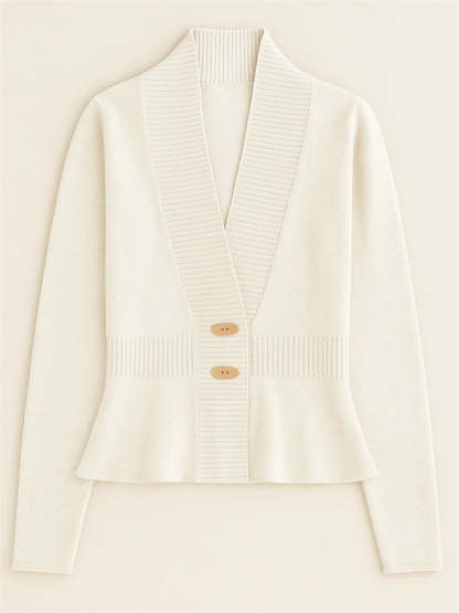 Ladies' French Style Elegant Ruffled Hem Cardigan Sweaters