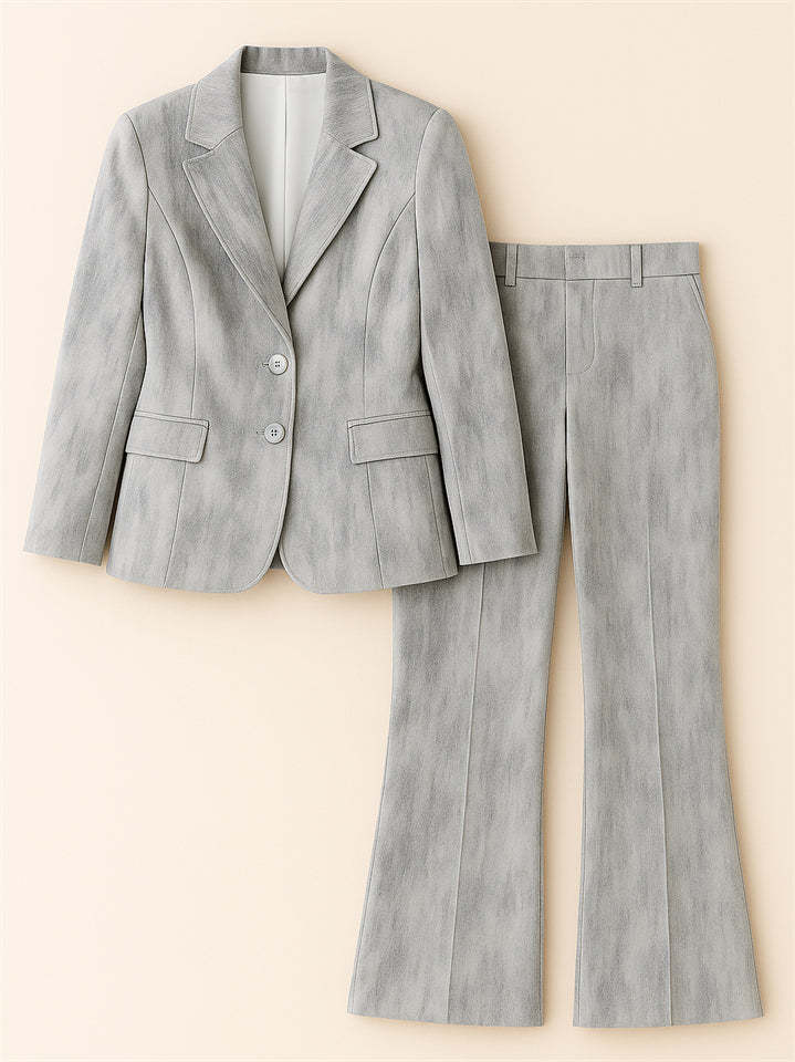 Women's Gradient Long Sleeved Single Breasted Suit Collar Coat & Pants Set