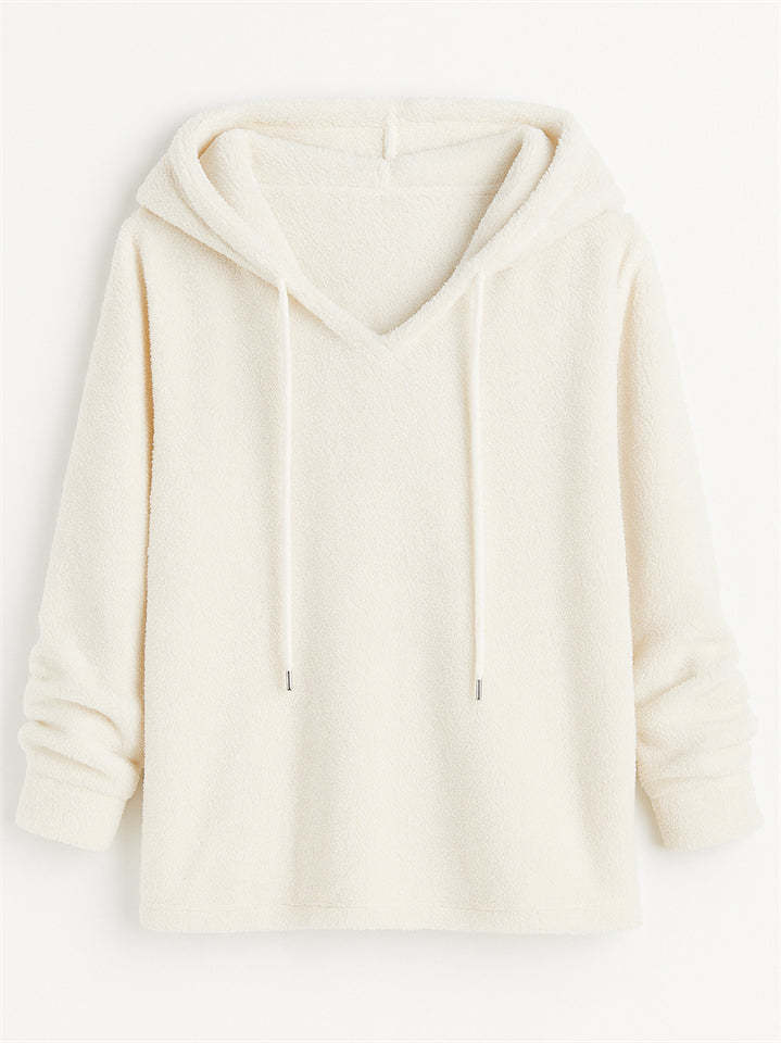 Women's Autumn Solid Color Fleece Pullover Long Sleeve Hoodie