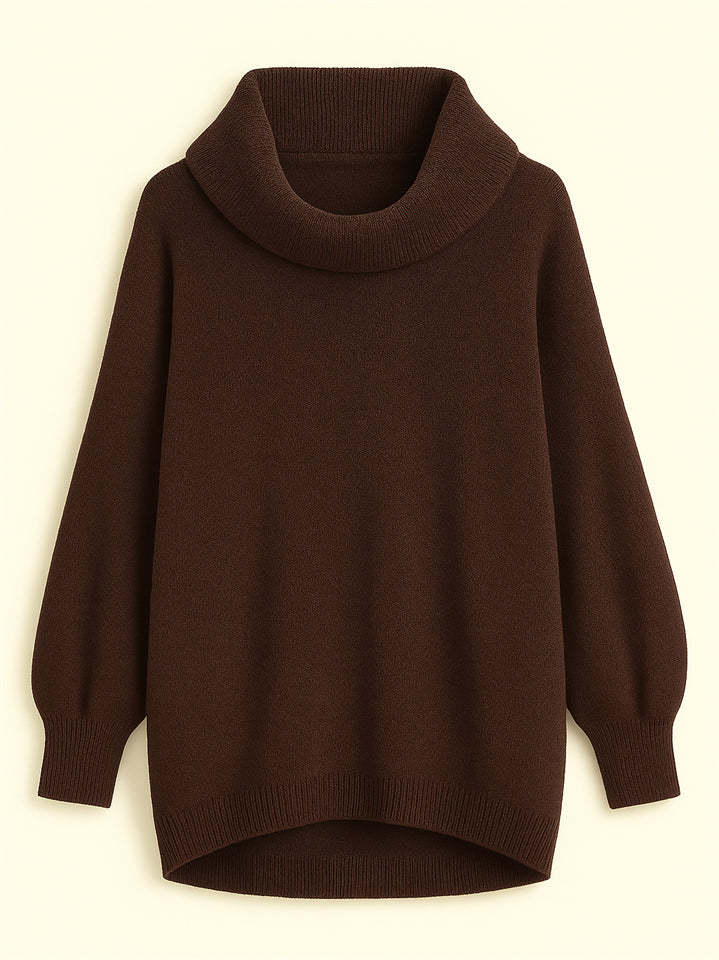 Casual Solid Color Turtleneck Kangaroo Pocket Lantern Sleeve Sweaters for Women