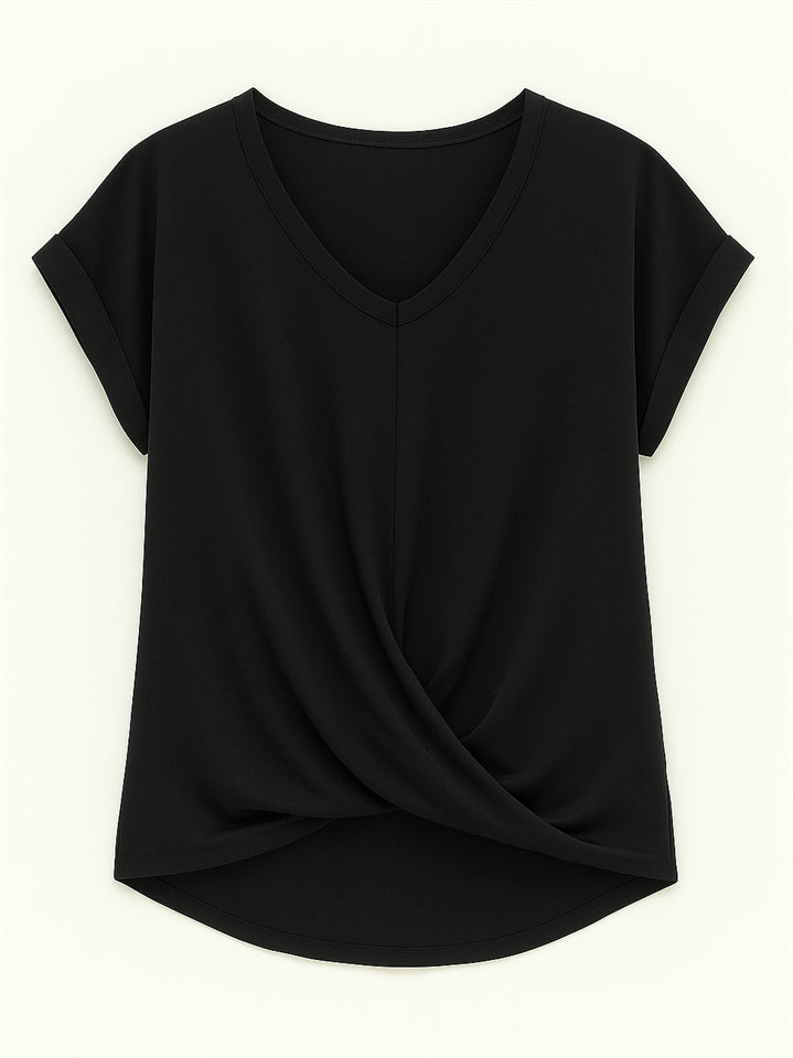 Women's Summer V Neck Simple Solid Color Short Sleeve T-Shirts