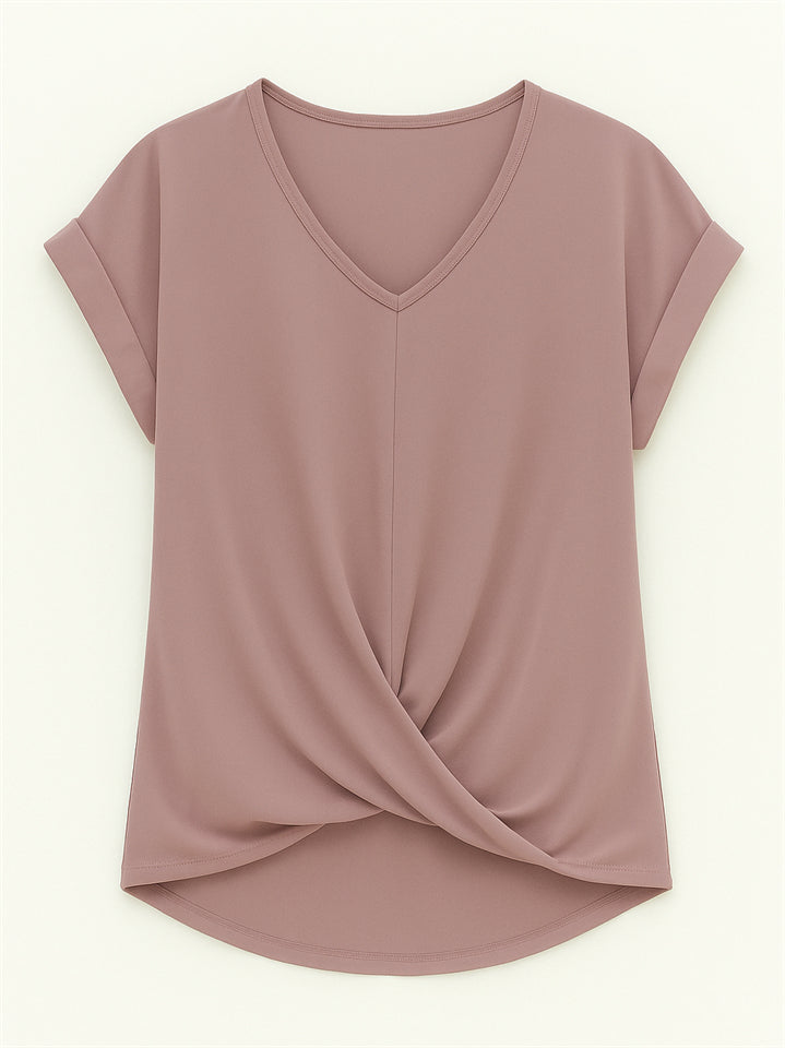 Women's Summer V Neck Simple Solid Color Short Sleeve T-Shirts
