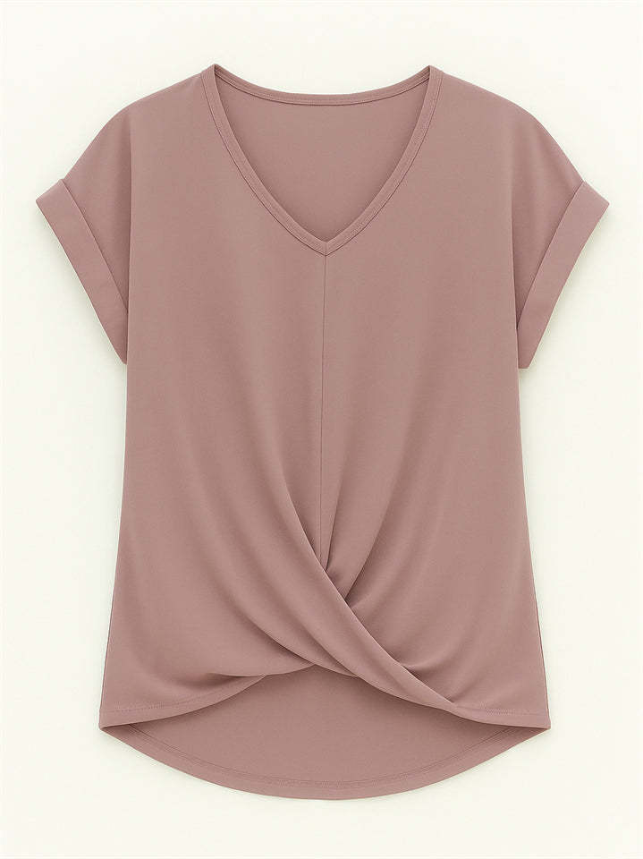 Women's Summer V Neck Simple Solid Color Short Sleeve T-Shirts