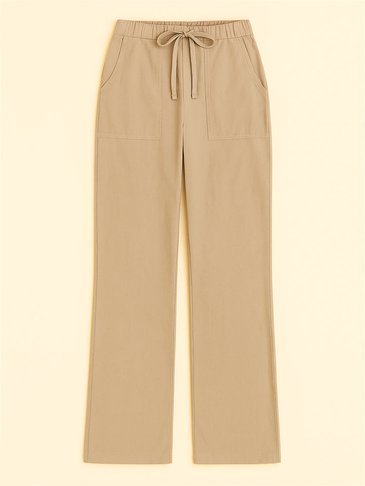 Women's Casual Solid Color Straight-Leg Drawstring Pants