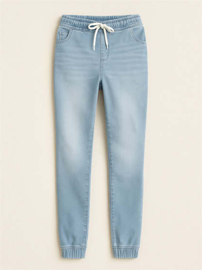 Womens Elastic Waist Drawstring Slim Jogger Jeans