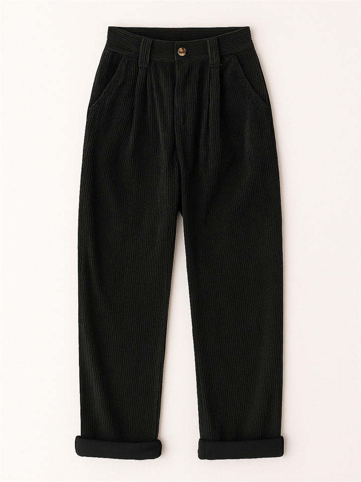 Women's Simple Solid Color High Waist Corduroy Pants
