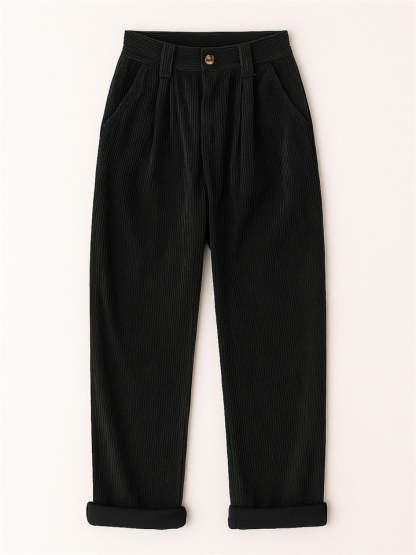 Women's Simple Solid Color High Waist Corduroy Pants