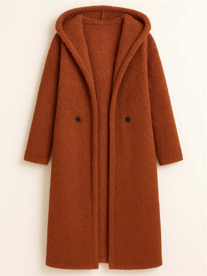 Women's Winter Solid Color Single Breasted Hooded Cardigan Coats