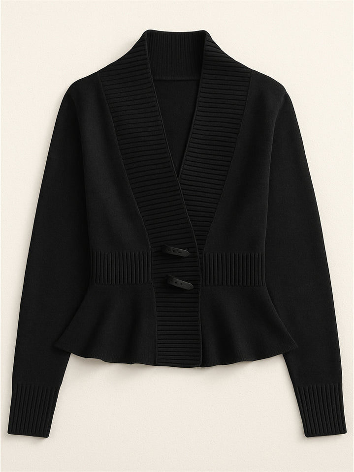 Ladies' French Style Elegant Ruffled Hem Cardigan Sweaters