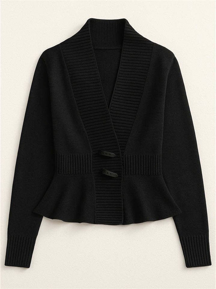 Ladies' French Style Elegant Ruffled Hem Cardigan Sweaters