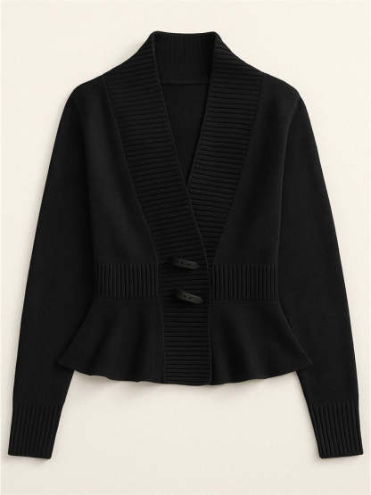 Ladies' French Style Elegant Ruffled Hem Cardigan Sweaters