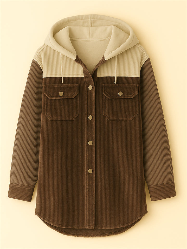 Women's Vintage High Street Boyfriend Hooded Corduroy Jackets