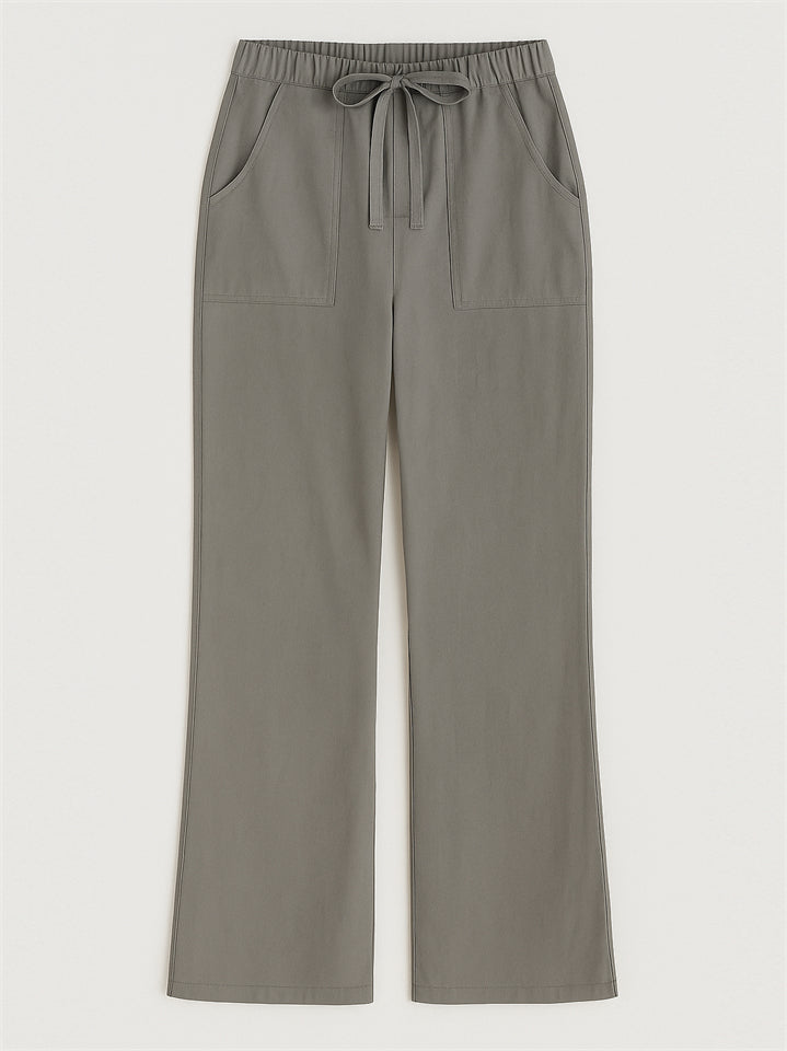 Women's Casual Solid Color Straight-Leg Drawstring Pants