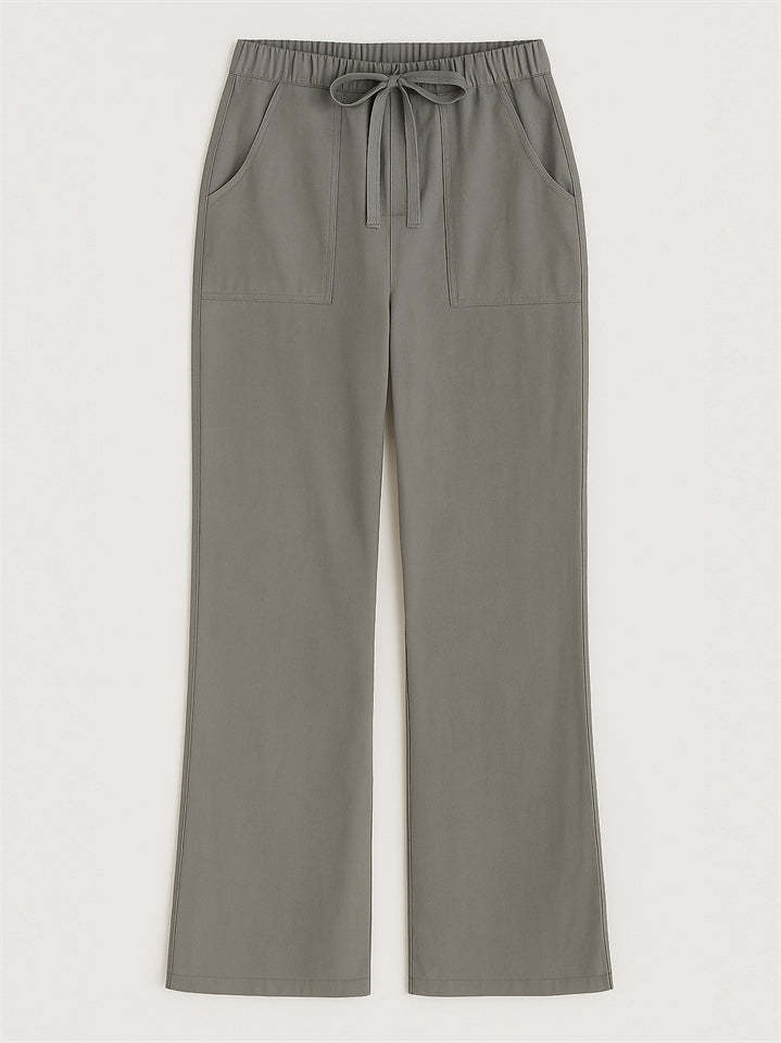 Women's Casual Solid Color Straight-Leg Drawstring Pants