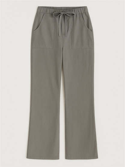Women's Casual Solid Color Straight-Leg Drawstring Pants