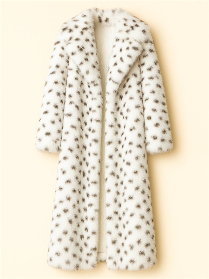 Women's Winter Warm Leopard Print Faux Fur Long Cardigan Coats