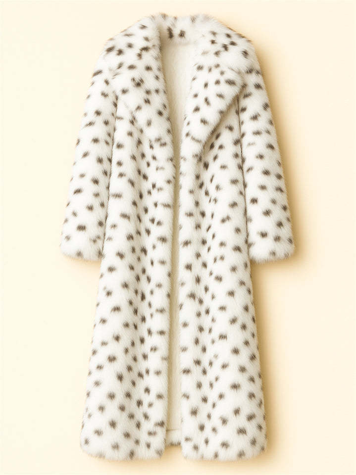 Women's Winter Warm Leopard Print Faux Fur Long Cardigan Coats